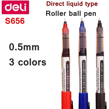 12PCS/DAUG Deli S656 Tiesiogiai skysčio tipo gelio rašiklis roller ball pen gelio rašalo rašiklis 0,5 mm 3 spalvos pasirinktinai Kinijos top brand Deli