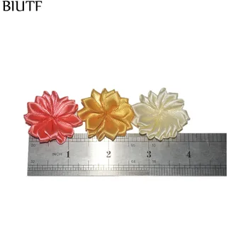 200pcs/daug 3,5 cm Daugiasluoksnės Mini Satino Gėlių Petti Gėlių su 16 Žiedlapių 45 Spalvas Galima TH241