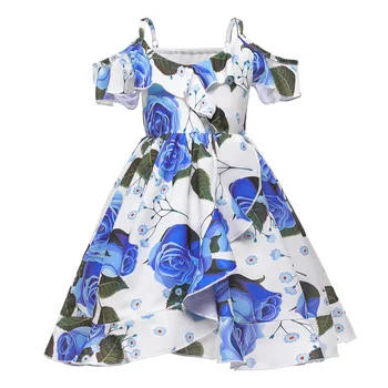 2020 m. Mergaičių Suknelė Vaikai Suspender Princesė Dress Mergaitė Peties-šviesos Atspausdintas Šifono Suknelė Suknelė