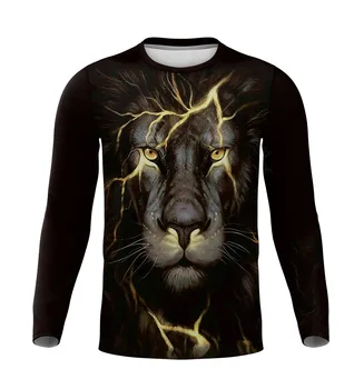 2020 m. Pavasarį ir Rudenį Tigras T-shirt Cool Atsitiktinis Marškinėliai Vyrams Juodi ilgomis Rankovėmis Marškinėliai Spausdinami Marškinėlius Juokinga Vilkas Marškinėliai Liūtas tees