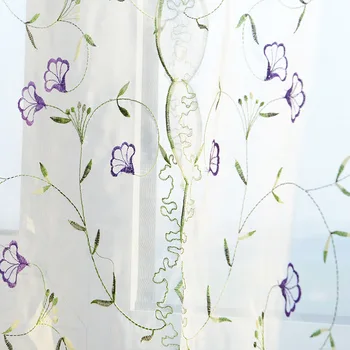 2020 m. Vien virtuvės durų, langų violetinė gėlė užuolaidų kratinys liftering romanetės tirpsta Vandenyje siuvinėtos užuolaidos 1pc