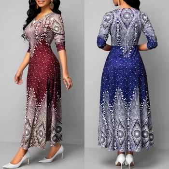 2020 Mados Musulmonų Suknelė Moterims Dubajus Abaja Spausdinti Suknelė 5XL Ponios Islamo Drabužius Maroko Kaftan Ilgas, Maxi Plus Size