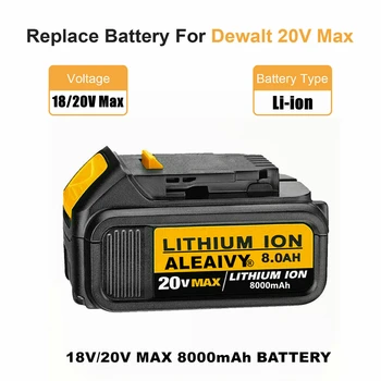 20v 18v Max XR Li jonų Baterija Su Krovikliu 18V 8.0 ah Max XR Baterijos Energijos įrankis Pakeisti Originalių Dewalt Baterija DCB184 DCB181 DCB