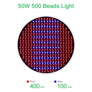 (2vnt/Lot) 500 Led Grow Light 50W E27 AC85-265V Visą Spektrą Augti Lempa Balkono Augalų Augimo, Žydėjimo Hydroponics Sistema