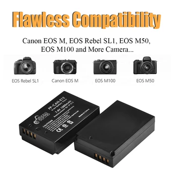 4 Vnt LP-E12 LP E12 LPE12 Li-ion Baterija & LED Dual USB Kroviklis skirtas Canon EOS M EOS M10 M50 M100 100D Kiss X7 Rebel SL1 Kamera.
