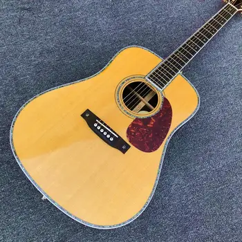 41 cm, Visos Nekilnojamojo Abalone D stiliaus akustine gitara,Kietas eglės viršuje Ebony fingerboard OEM Custom gitara,Nemokamas pristatymas