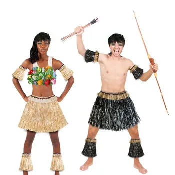 5vnt/set Suaugusiųjų Afrikos džiunglių kostiumas Savage Havajų Šokio Kostiumai Moterims Hula Sijonas Havajų Šalies Drabužių Suknelė Smėlio Juoda