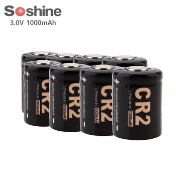 8pcs/daug Soshine 3V 1000mAh Baterijos CR2 Ličio Baterijų, LED Žibintai priekinių Žibintų Dviračio Lempa