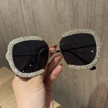 Akiniai nuo saulės Moterims 2020 Naujo Tipo Markės Dizaino Negabaritinių Prabangus Diamond Aikštės Atspalvių saulės akiniai vyrų óculos De Sol Femme
