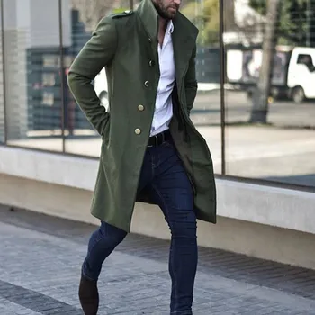 Anglija Stiliaus Tranšėjos Paltai Vyrų 2020 M. Rudenį Ilgai Jacket Mens Kietas Atsitiktinis Vieno Krūtinėmis Streetwear Kailis Negabaritinių Slim Outwear