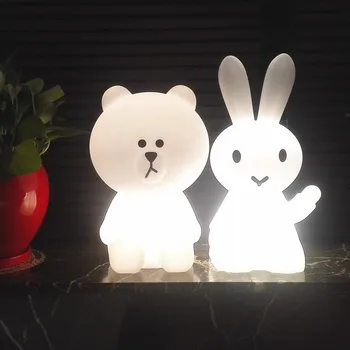 Animacinių filmų Naktis Lempos šviesos srautą galima reguliuoti Kiškių Bunny Triušiai LED Nakties Šviesos Vaikams, Kūdikiams, Vaikams, Gimtadienis, Kalėdos, Dovanų Žaislas Gyvūnų Stalo Lempa