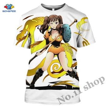 Anime 3d print t shirt Vyrai Septynios Mirtinos Nuodėmės, Nanatsu Nr. Taizai Moterų mados t-shirt Harajuku tees marškinėliai homme marškinėlius A67