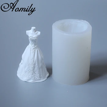 Aomily 3D Vestuvių Suknelė Formos Silikoninės Formos Tortas Šokolado Pelėsių Vestuvių Tortas Dekoravimo Priemonės, Minkštas Sugarcraft Kepimo Formų