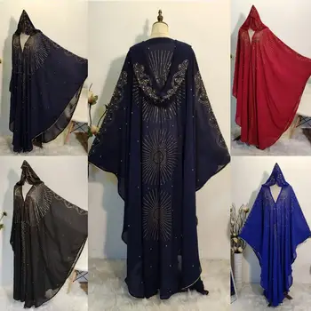 Atidaryta abayas apsiaustu aukso duobute Kvėpuojantis musulmonų abaja moteris visas ilgis malda gobtuvu kimono islamo cardigan rūbeliai F1538