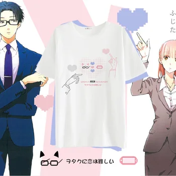 Aukštos Q Unisex Anime Cos Wotakoi: Meilė yra Sunku Otaku Marškinėliai Tee Trumpas Nifuji Hirotaka Momose Narumi Laisvalaikio T-Shirt Marškinėliai