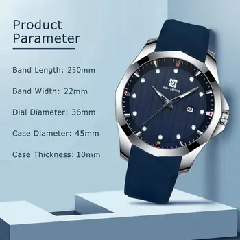 BEN NEVIS Vyras Laikrodžiai 2020 Šiuolaikinės Mėlyna Silikono Juosta Vyrų Laikrodis Laikrodis atsparus Vandeniui Laikrodžiai Plonas Top Brand Reloj Hombre