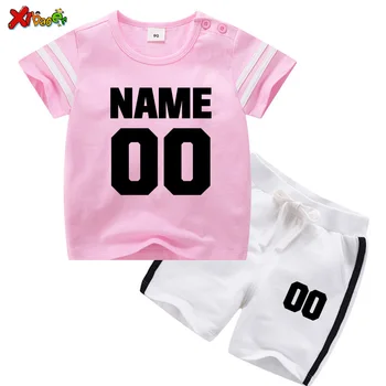Berniukų drabužiai nustatyti vaikai Džersis marškinėliai Pritaikyti Tekstą Užsakymą numeris t shirt Bet kokį vardą mažylis Baby girl vaikų kostiumai Komandos Logotipą