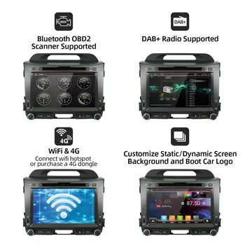 Bosion 4G 64G Android 10.0 2 din car multimedia player automobilių dvd KIA sportage 2011 2012 2013 headunit gps navigacijos