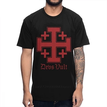 Derliaus Vult Kryžius, kryžiaus žygiai, T-shirt Vyras Klasikinis Knightfall tamplieriai Marškinėliai Didelis Dydis Homme Tee marškinėliai