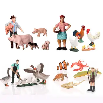 Dirbamos žemės Ūkininkas Gyvūnų Modelius, Žaislų rinkinys Naminių Ančių, Žąsų, Kiaulių Veiksmų skaičiai PVC Plastiko Modelių Namų Dekoravimo Reikmenys, Žaislai