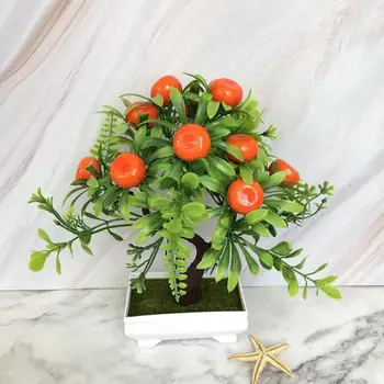Dirbtinių Gėlių, Augalų Mažų Bonsai Modeliavimas Raudona Obelis Persikų Medis Orange Bonsai Namų, Sodo Puošmena