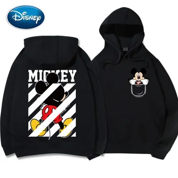 Disney Elegantiškos Mados Mickey Mouse Ančiukas Donaldas Animacinių Filmų Spausdinti Hoodie Puloveris Porų Vienodų Moterų Palaidinukė Kišenėje Viršūnes 6 Spalvų