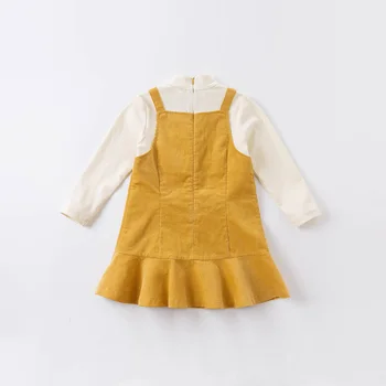 DKH15175 dave bella rudenį mergina mados animacinių filmų kratinys puoštas kišenėmis suknelė vaikų saldus suknelė vaikams kūdikiams lolita drabužiai