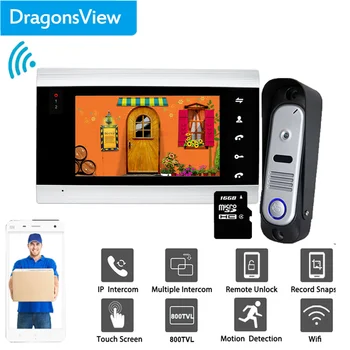 Dragonsview 7 Colių Wifi Bevielio WiFi Smart IP Vaizdo Duris Telefono Domofonas Sistema Laidinio Doorbell su Kamera Atrakinti Judesio Įrašymo