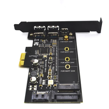 Dual USB3.0 1 prievado Tipas-c 2 M. PCIe Adapteris M2 SSD SATA B Klavišą, kad PCI-e 3.0 Valdiklis, Keitiklis Kortelę 2280 2260 2242 2230 NGFF