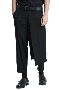 Dvigubas vyrų kelnių sijonas, kelnės ir devynių taškų smailas ritė kelnės, deconstructed vertikalus pjūvis yohji pavasario kelnes. S-9XL!!