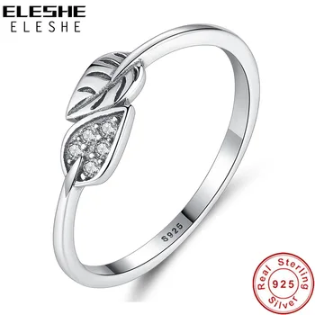ELESHE 2020 Originali 925 Sterlingas Sidabro Piršto Žiedas Crystal CZ Subtilus Lapai Smulkūs Žiedai Moterims Vestuvių Papuošalai