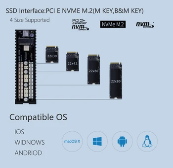 EZCAST NVME M. 2 atvejis M. 2 USB C Tipo 3.1 SSD Adapteris NVME SATA KLAVIŠĄ M M/B Klavišą, Pcie Nvme m.2 ssd Talpyklos