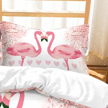 Fanaijia Pink Flamingo Patalynės Komplektai Animacinių filmų Merginos Antklode Padengti Nustatyti Antklodė Padengti su Užvalkalas Vaikai Lova Nustatyti Visu Dydžiu