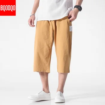 Fitneso Atsitiktinis Ziajać Vyrų Hip-hop Negabaritinių Japonijos Streetwear Tiesios Kelnės Vyriškos Mados Vasaros Medvilnės Poilsiu Haremo Kelnės