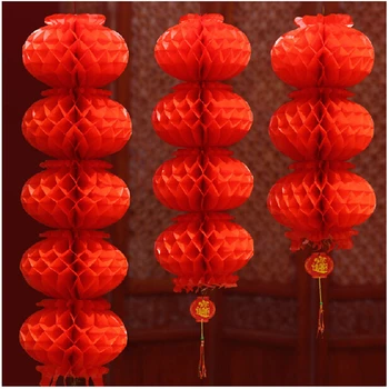 HAOCHU 8 colių (20cm) Kinijos Raudono Popieriaus Žibintų String Popieriniai Koriai Šalis Šventė Prekių Naujųjų Metų Dekoracija Namuose
