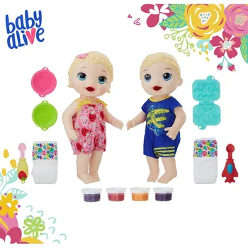 Hasbro Neklaužada Kūdikis Gyvas Nekilnojamojo Dvyniai Dvyniai Lėlės Geriamo Vandens Tualetą Žaislas, Lėlė Mergaitė Dovanų Baby Alive