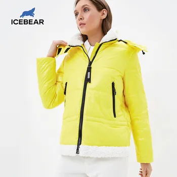 ICEbear 2020 naujas žiemos trumpas švarkas su gobtuvu moteriška kamšalu žiemos parko kamšalu kailis prekės ženklo moterų drabužiai GWD20122I