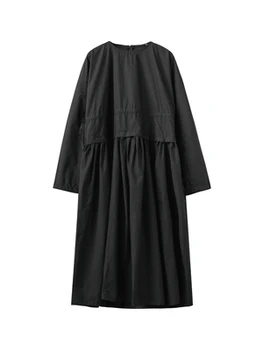Juoda Hepburn stiliaus suknelė naujas vidutinio ilgio paaukštintu liemeniu Peng rodo, plonas-line sijonas prarasti ilgomis rankovėmis