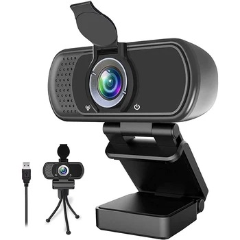 Kamera 1080P Full HD Fiksuotas Fokusavimas, PC Kamera, Web Kamera su Mikrofonu Padengti Trikojo, Fotoaparato, KOMPIUTERIO, Kompiuterio ir Nešiojamas