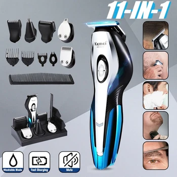 Kemei 6 1 Elektros Plaukų Žoliapjovės Clipper Vyrai Moterys USB Įkraunama Plaukų Cutter Profesionali 220-240V Nosis, Barzda Žoliapjovės