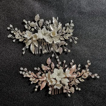 Keraminių gėlių plaukų šukos nuotaka korėjos Originalaus dizaino rankų darbo vestuvių Galvos reikmenys, plaukų Papuošalai