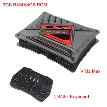 Khadas VIM2 Max Cortex A53 3GB DDR4 emmsp 64GB Atviro kodo Paramos Linux Ubuntu Mate Single Board Computer Abdroid TV Box + Atveju