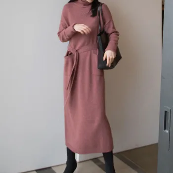 Korėjos Mados Megztinis Suknelė Moterims Megztiniai Suknelės, Elegantiškos Moterys Aukšto Juosmens Megztinis Suknelė Plus Size Vestidos De Fiesta