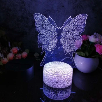 Led 3D Naktį Šviesos Drugelis naktinė lempa Vaiko Miegamasis Dekoro Stalo Lempos 16 Spalvos su nuotolinio