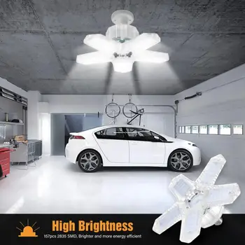 LED Garažas Šviesos 360 Laipsnių Deformuojamieji Lubų apšvietimo, Namų, Sandėlių, Dirbtuvių Lankstymo Penkių Lapų Deformacijos Lempos AC85-265V