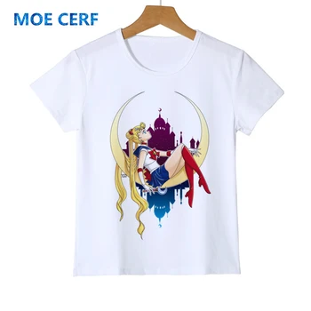 Mada Vaikams, Vaikų Cool T-shirt Sailor Moon Marškinėliai Cute Kačių Animacinių filmų Top Tees Mergaičių Drabužius Y28-1