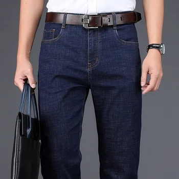 Mados atsitiktinis vyrų verslo oficialų džinsai 2020 m. rudenį naujų Ruožas aukšto juosmens vientisos spalvos laisvas kelnes Plius dydis slim kelnės