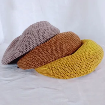 MAXSITI U Naujas stilius Beretė grynos spalvos megztas vilnos moterų skrybėlių mados rudens ir žiemos skrybėlę