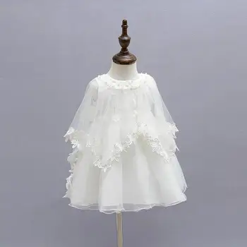 Mažmeninės prekybos Naujagimio Krikštynos Suknelė Kūdikių Merginos Princesė Nėrinių Krikšto Suknelė Bamblys Baby Girl Suknelės 3pcs/set E1776BB