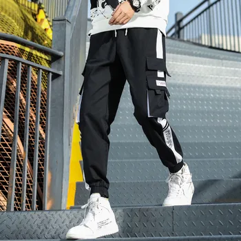 Men ' s Multi Kišenės Krovinių Haremo Kelnės Hip-Hop Atsitiktinis Vyras Track Kelnės Poilsiu Kelnės Mados Harajuku Vyrų Kelnės Streetwear